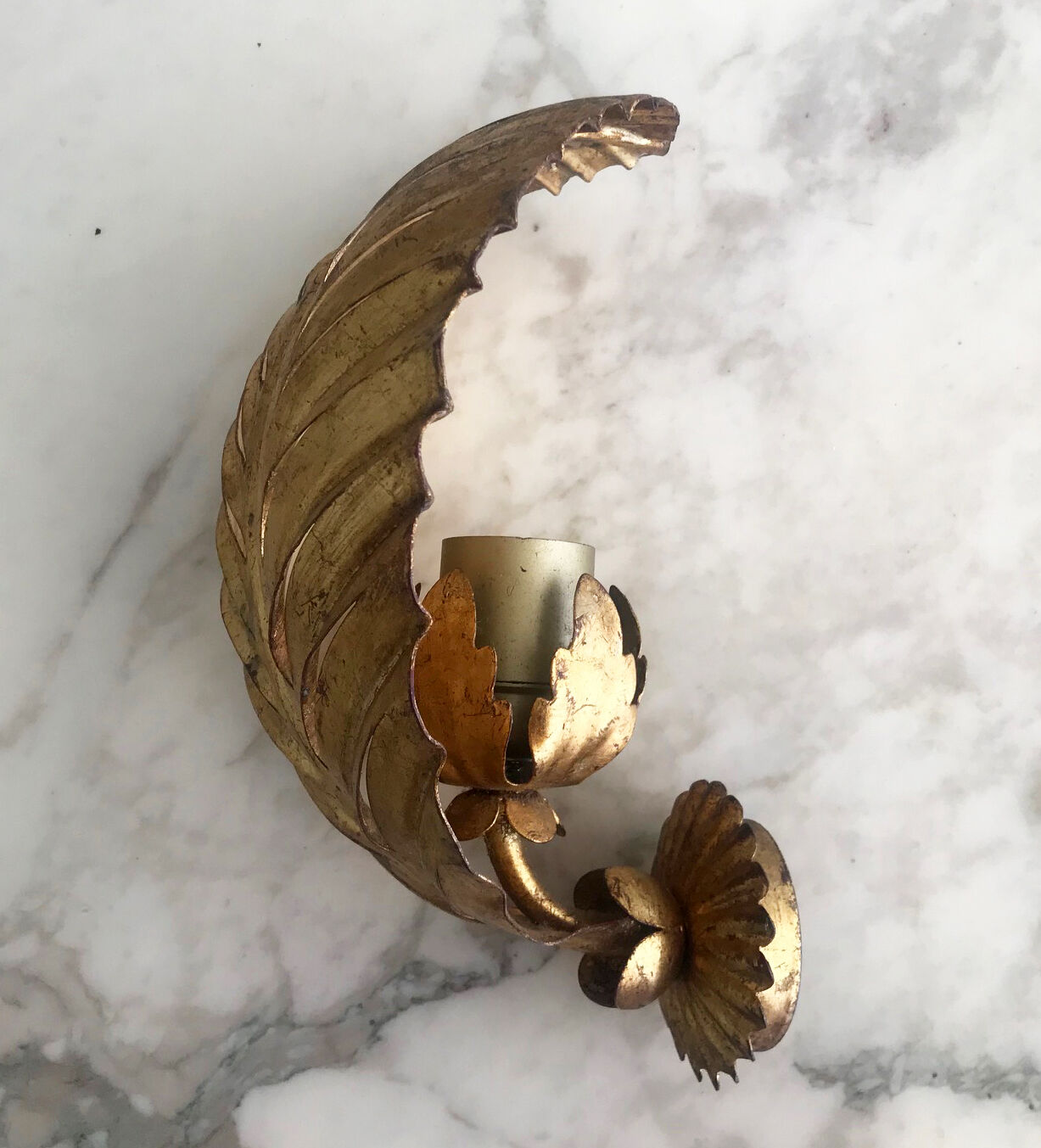 Gold metal leaf wall light