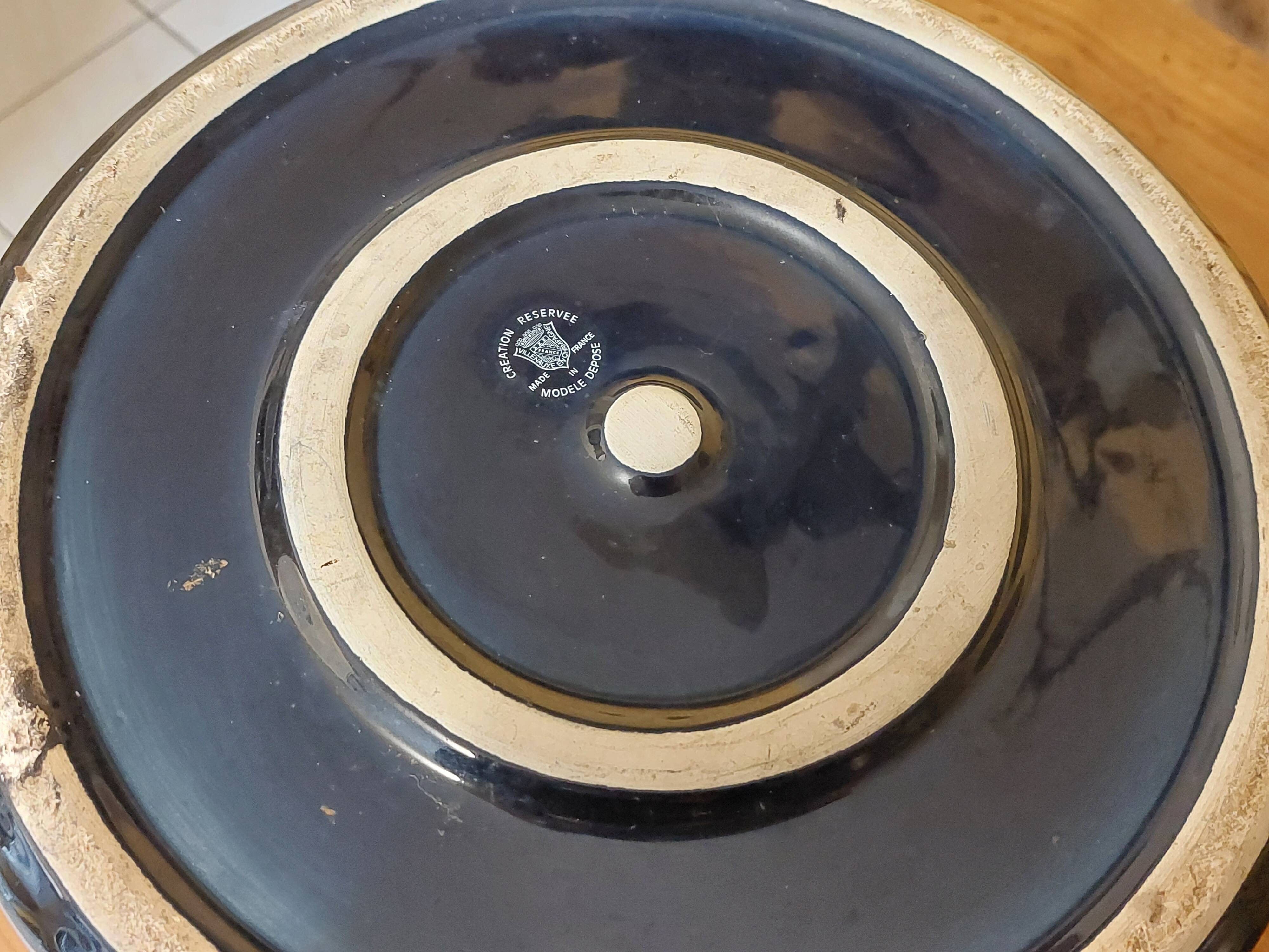 Navy blue ceramic refresher stamped