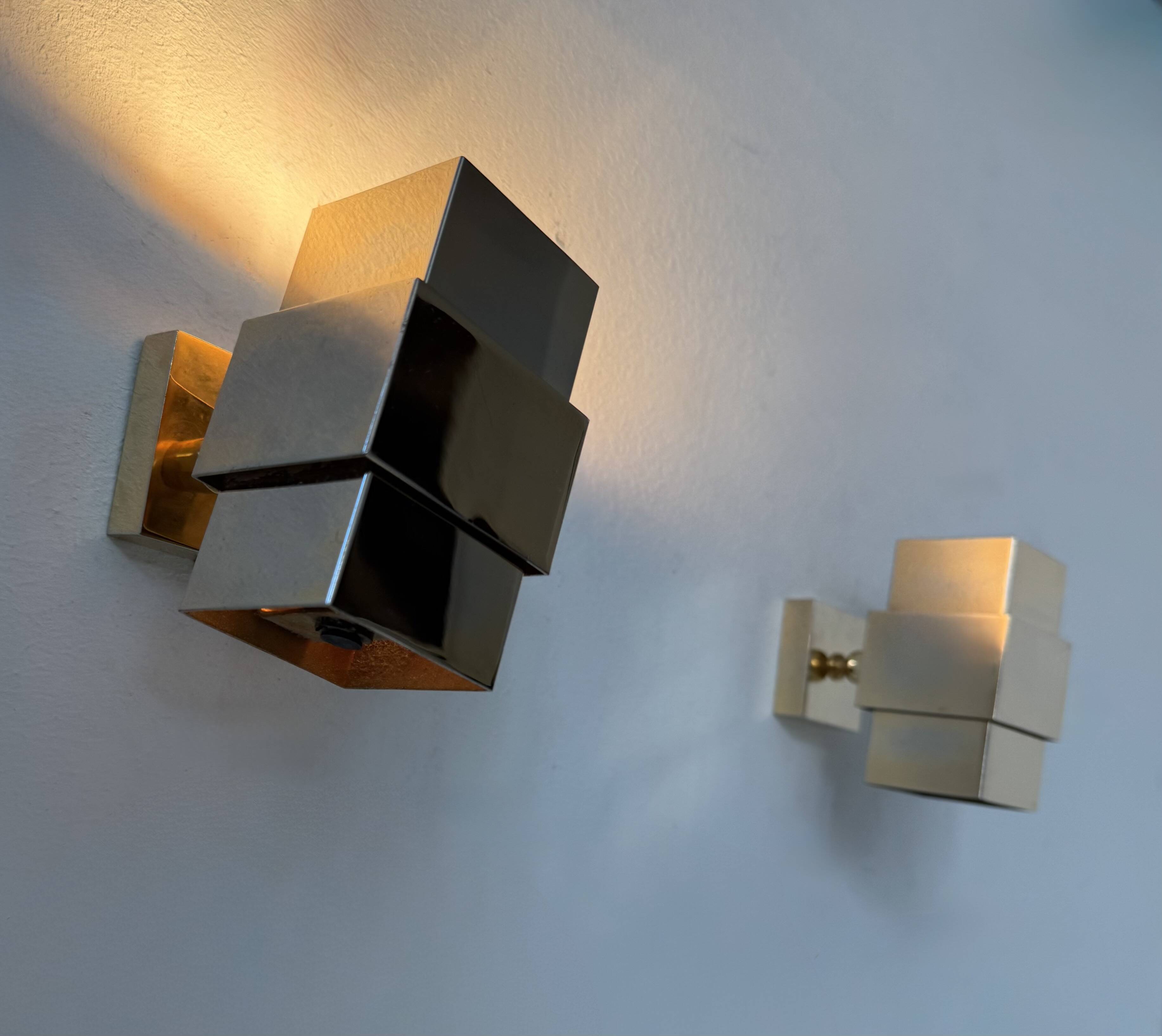 Paire d'applique vintage, laiton,  France, 1970