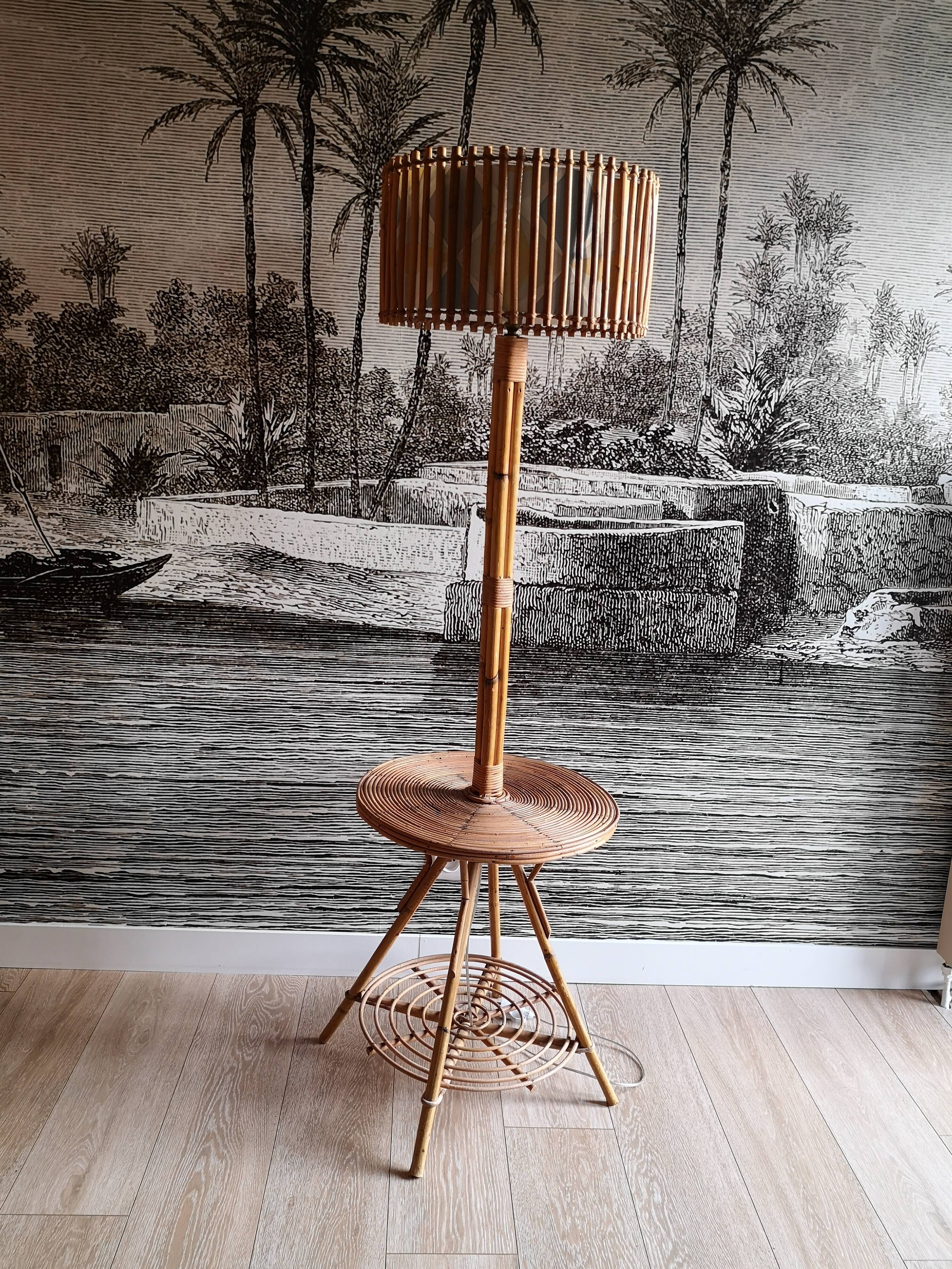 Vintage rattan lamp lamp in 60s