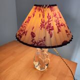Glass lamp base and flowered lampshade