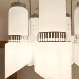 Modernist Murano Glass and Steel Space Age Chandelier, Italy 1960s