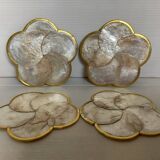 Four mother-of-pearl flower coasters
