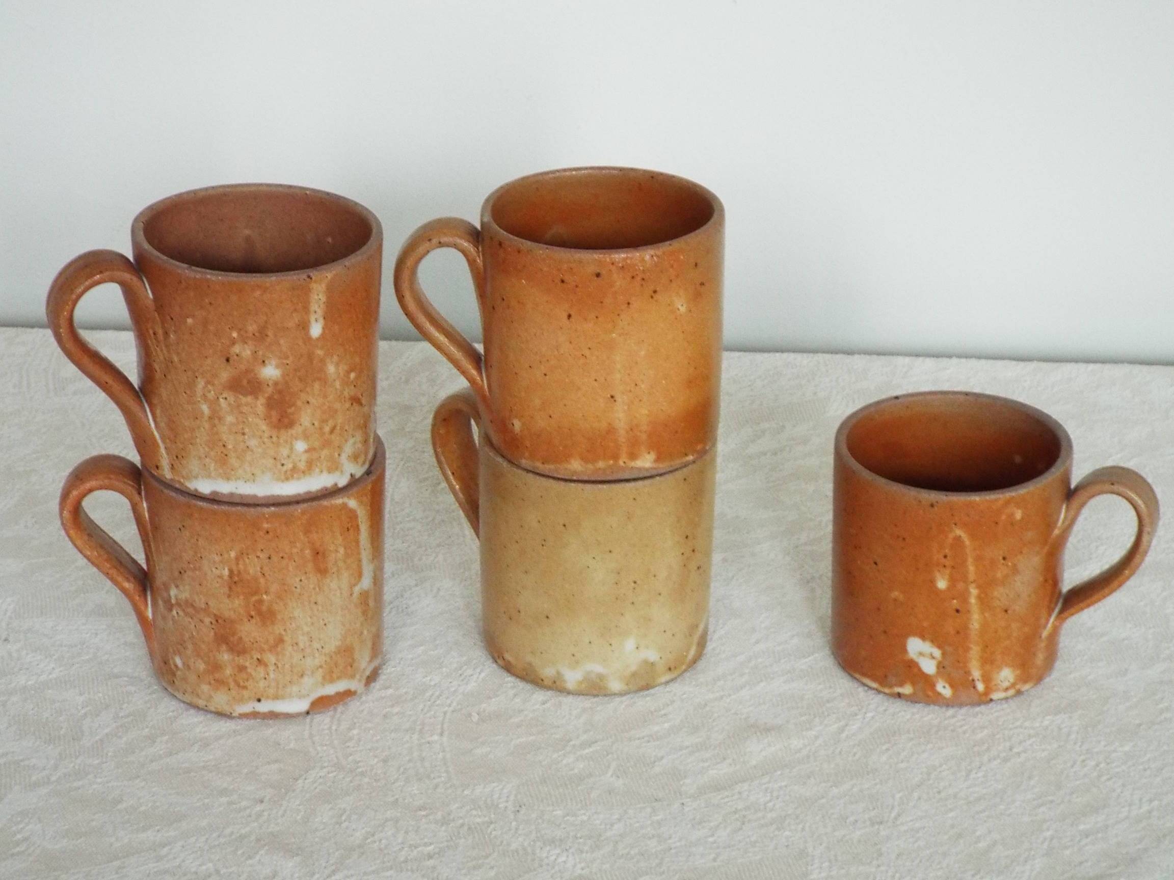 5 70s stoneware cups