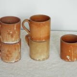 5 tasses en grès années 70