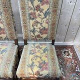 Suite de 4 Louis XIII os de mouton tissu fleurs