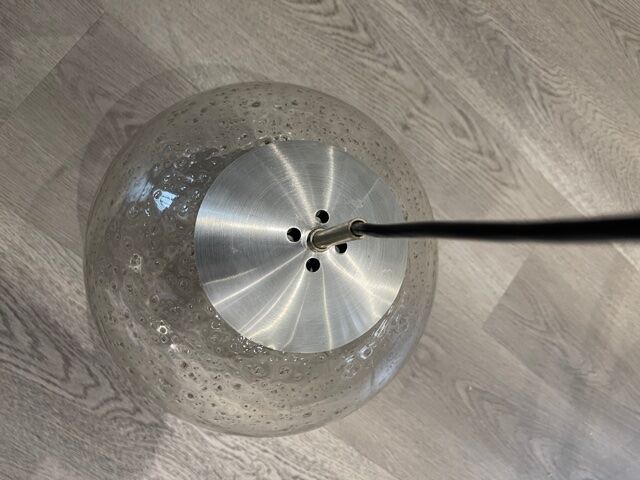 Vintage glass ball and aluminum hanging lamp