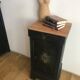 Bedside table vintage carved wood badge drawer holder black old wood