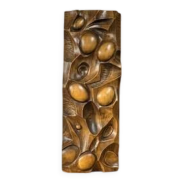 Wall Panel Carved Wood Relief Wall Art, Mid-20th Century, 55 × 20 × 5 cm