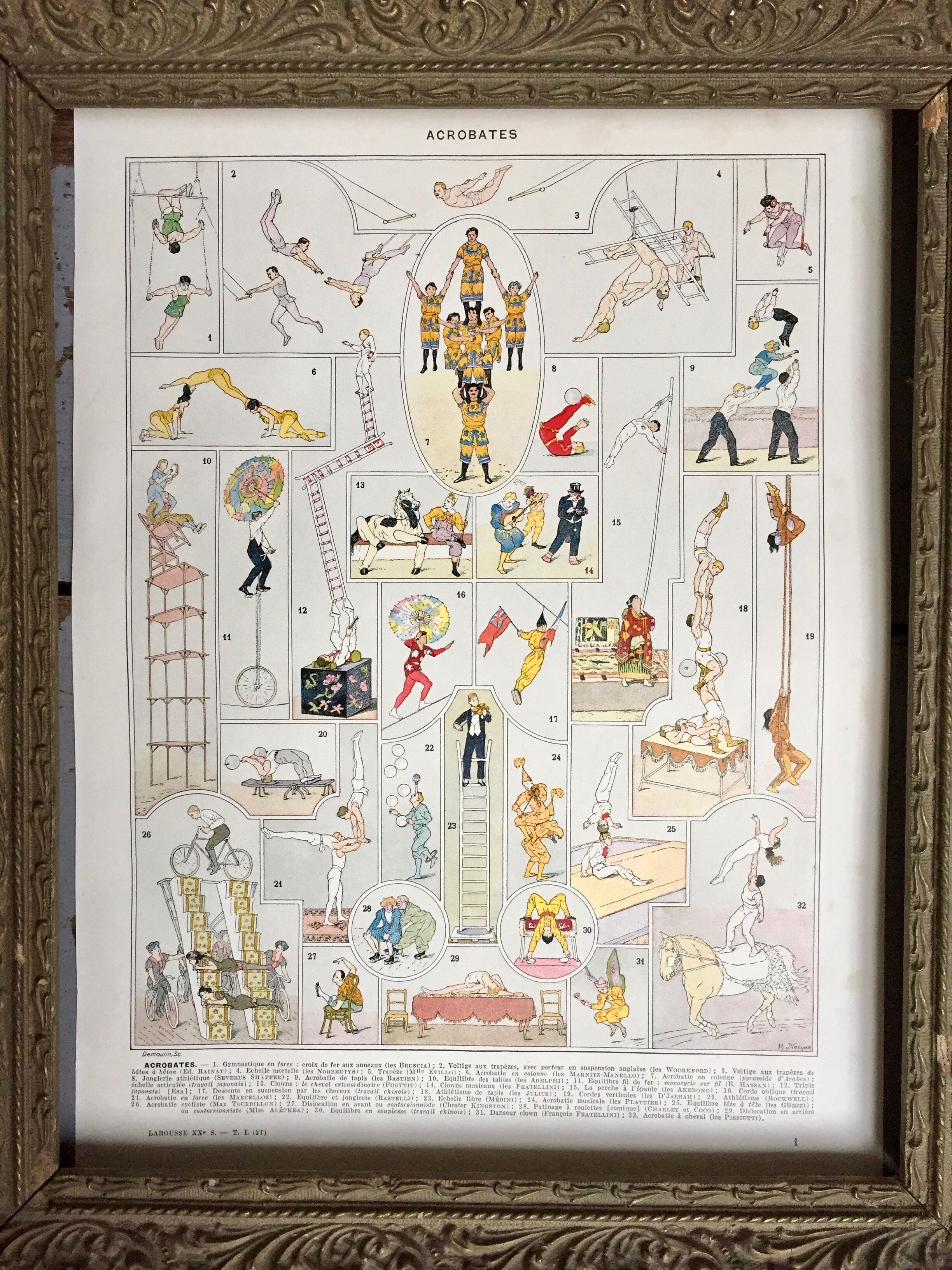 Old illustration JM Vesque "Acrobats"