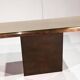 Minimalist console in travertine and patinated metal — 1970s