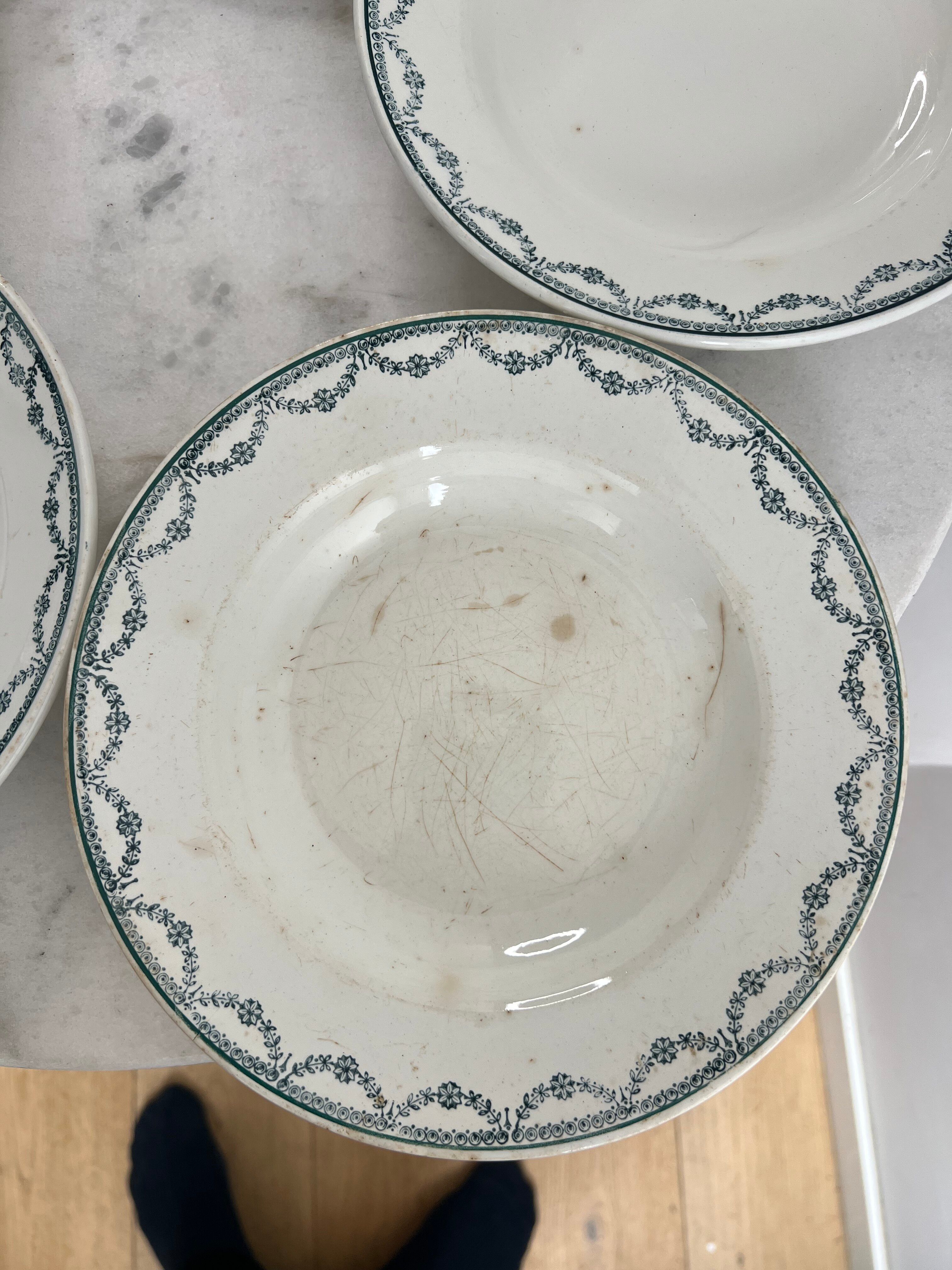 Ironstone set of 5 deep plates St Amand