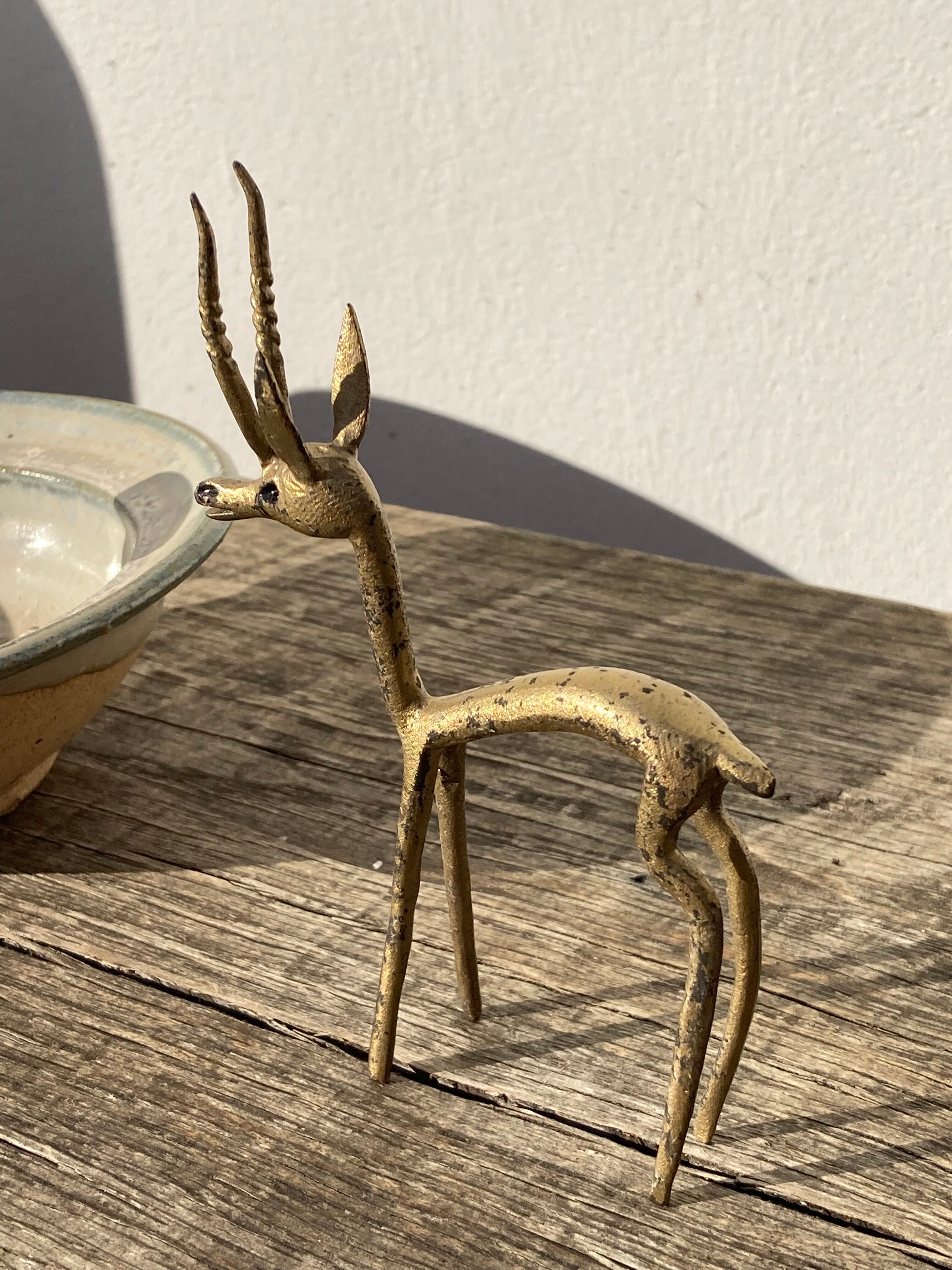1970s gilded brass antelope