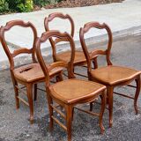 4 Louis Philippe caned dining chairs from the 19th century