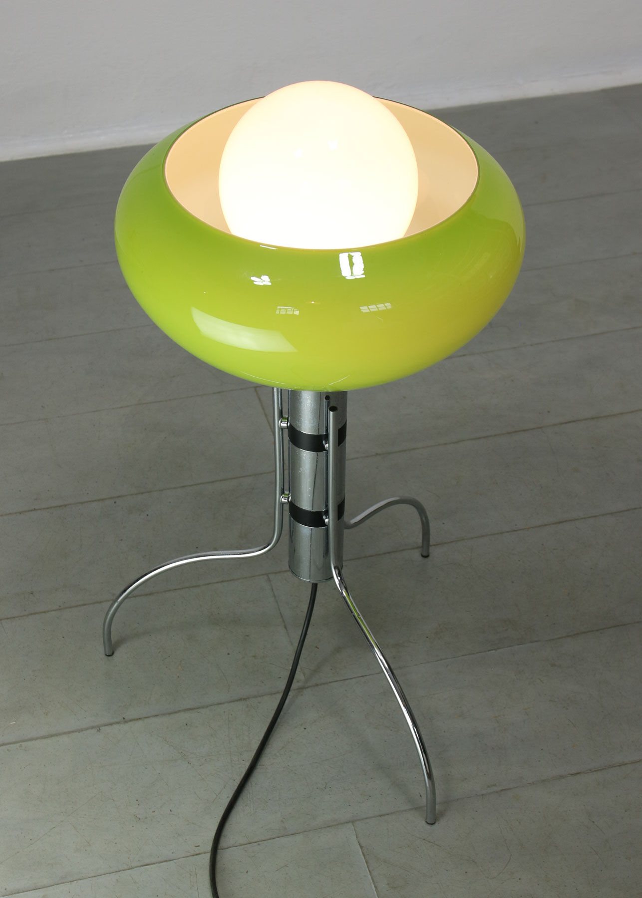 Mid-century Italian Green Glass Floor Lamp