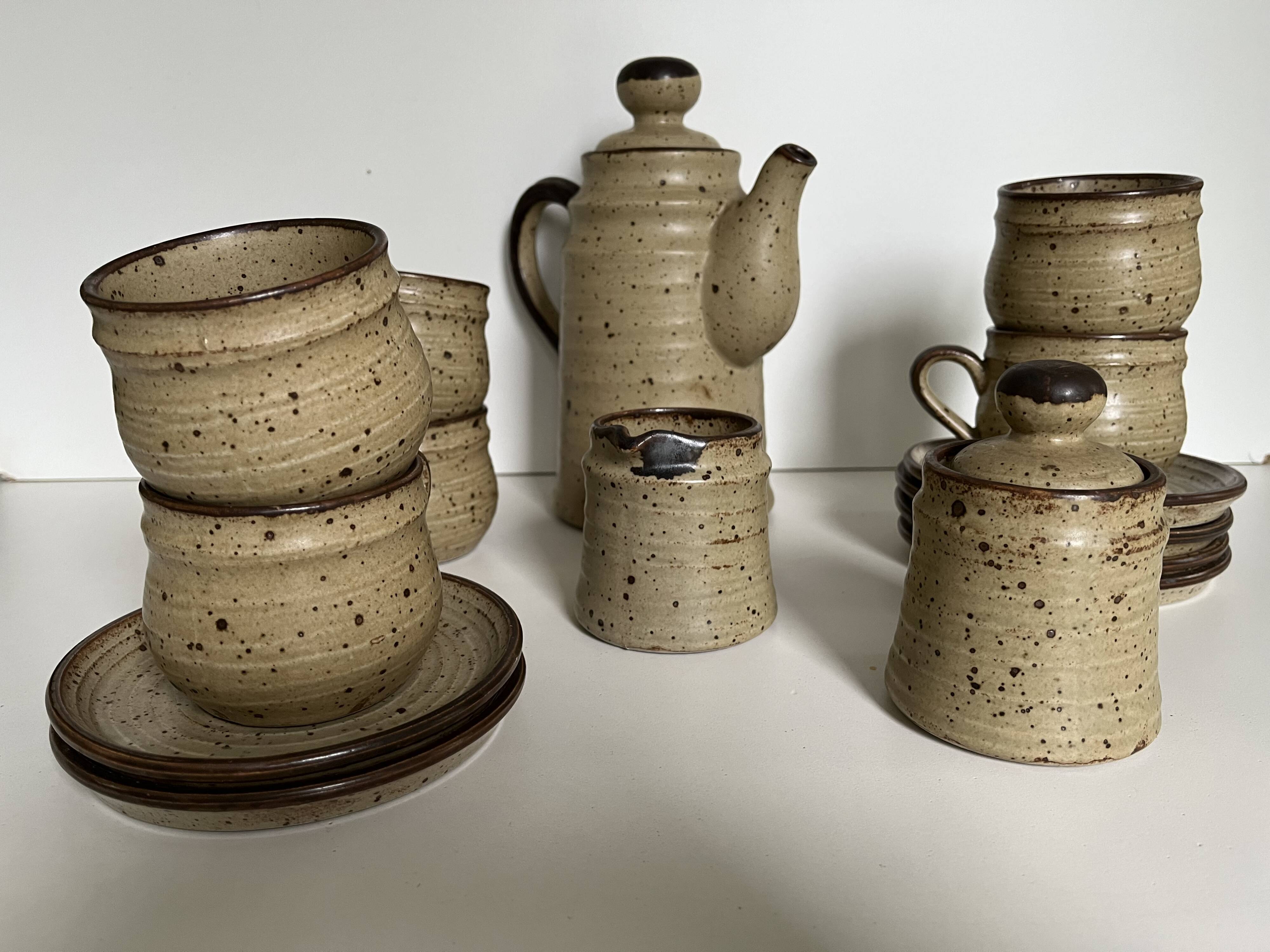 Pyrite rock stoneware coffee service