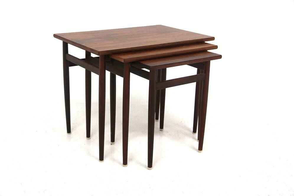 Set of 3 Scandinavian nesting tables in rosewood, Sweden, 1960