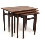 Set of 3 Scandinavian nesting tables in rosewood, Sweden, 1960