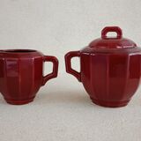 Iron clay sugar bowl and milk jug Lunéville