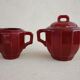 Iron clay sugar bowl and milk jug Lunéville
