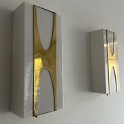 Pair of Loewy wall lights for Hilton, brass and Perspex, France 1965