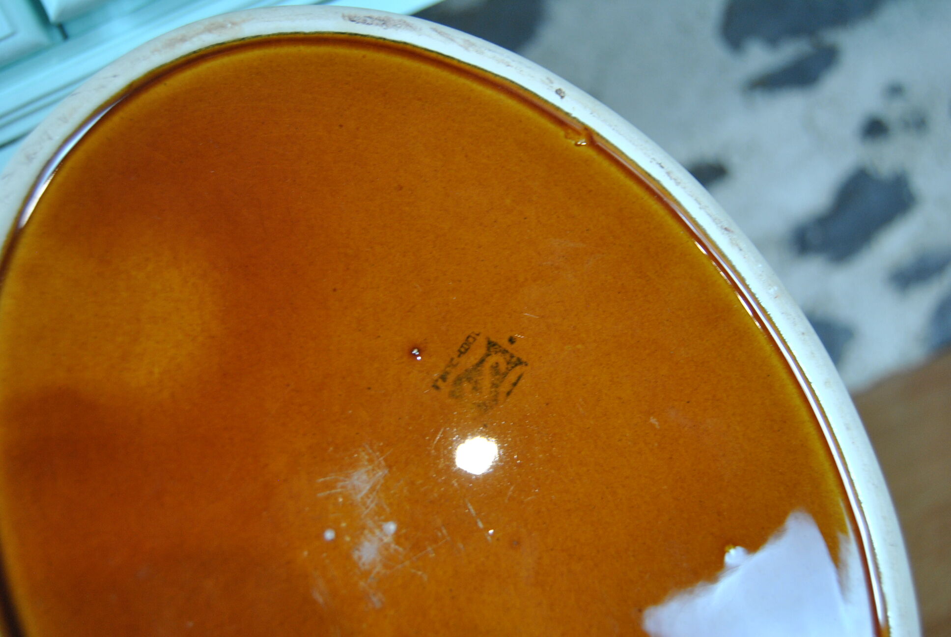 Vintage yellow enamelled rabbit terrine