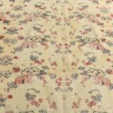 7x9 Yellow & Burgundy Floral Turkish Vintage Rug, 216x281Cm
