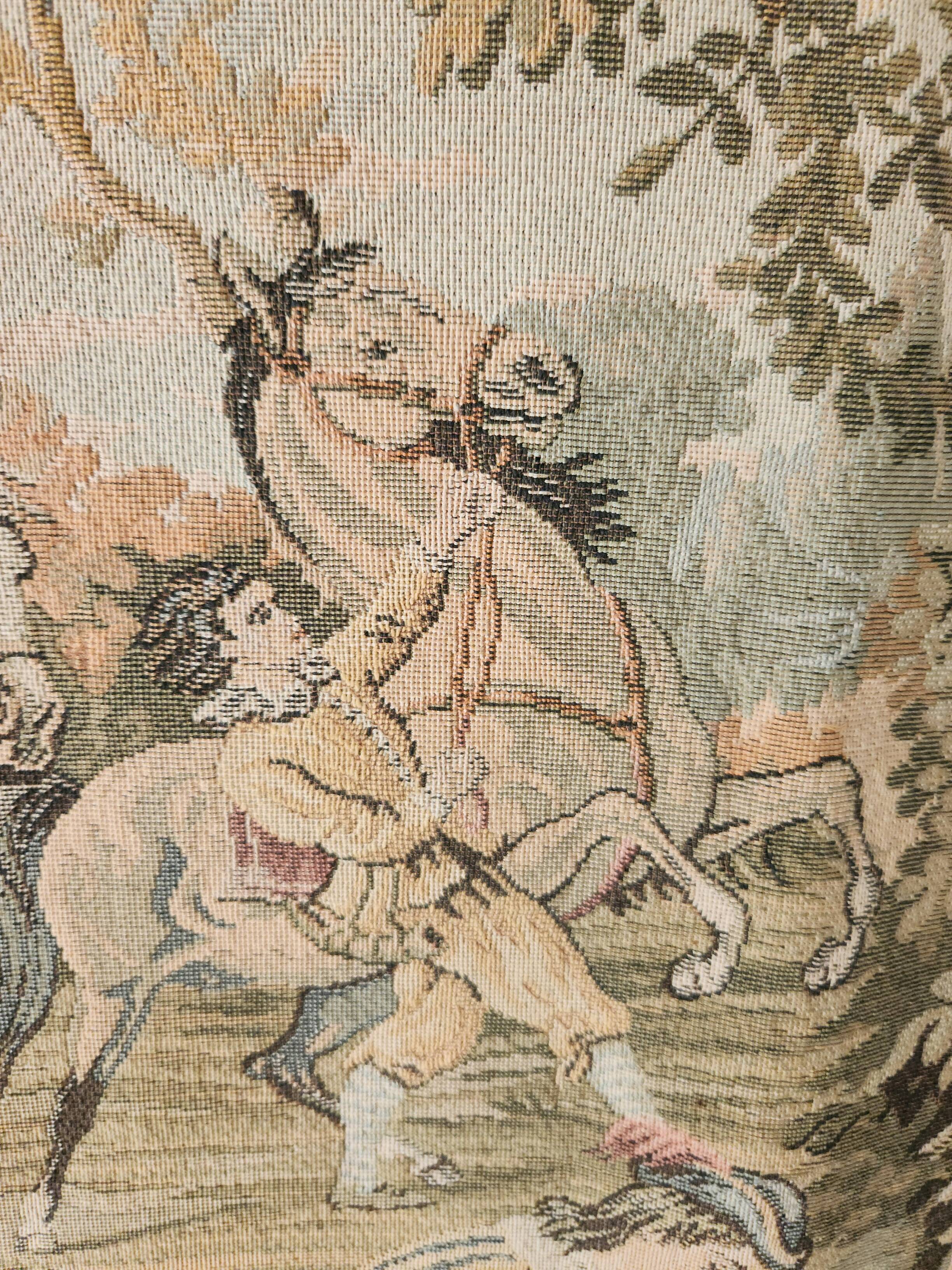Tapestry Gobelin Hunting Landscape Rococo Jacquard Aubusson Style