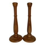 Pair of large wooden candlesticks