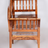 Restored Biedermeier Walnut Sofa, New Upholstery, Rattan Strings, Austria, 1820s