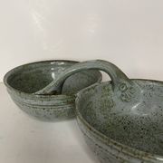 Green ceramic serving dish