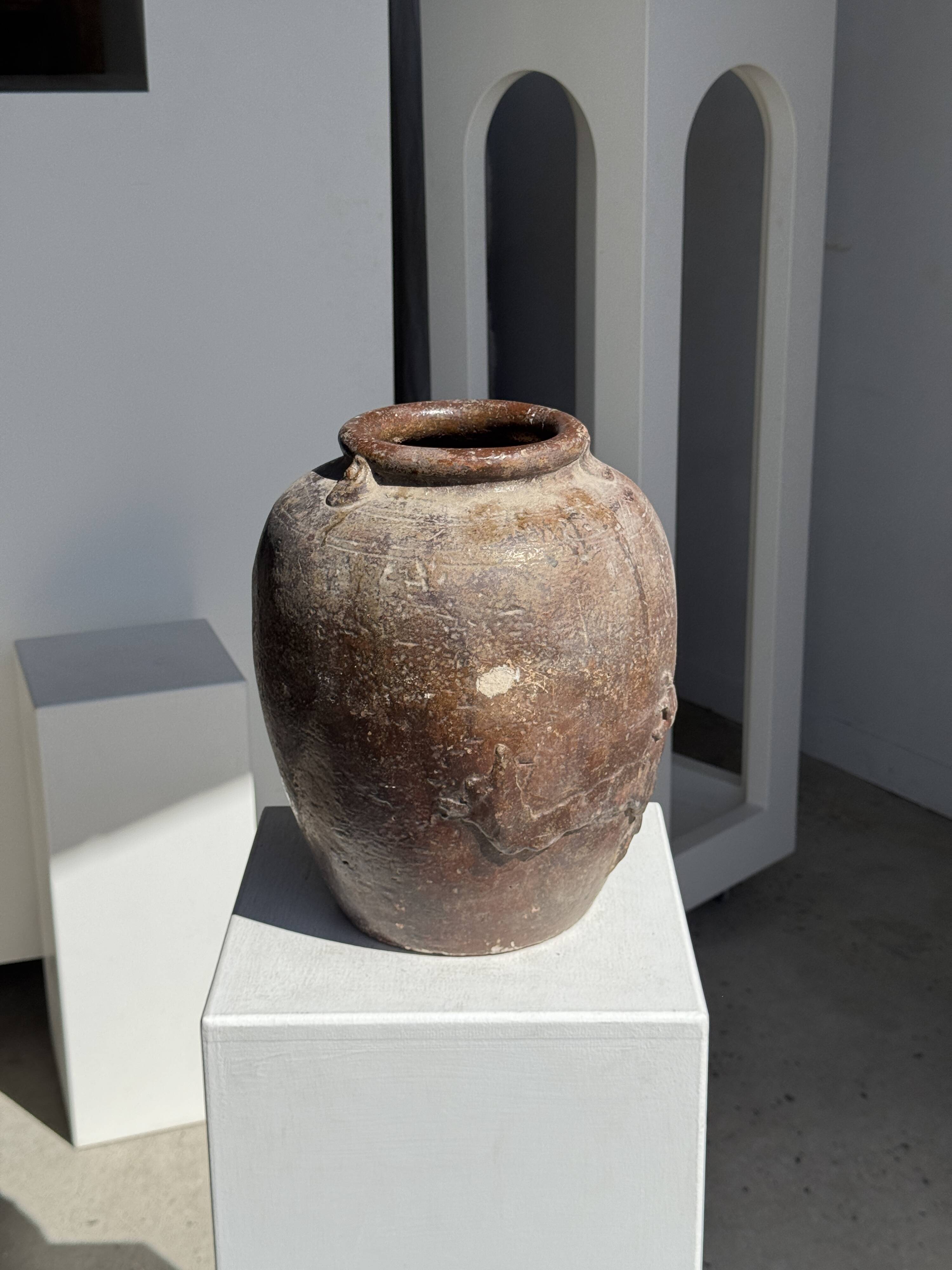 Large traditional Indonesian clay pot featuring a dragon.