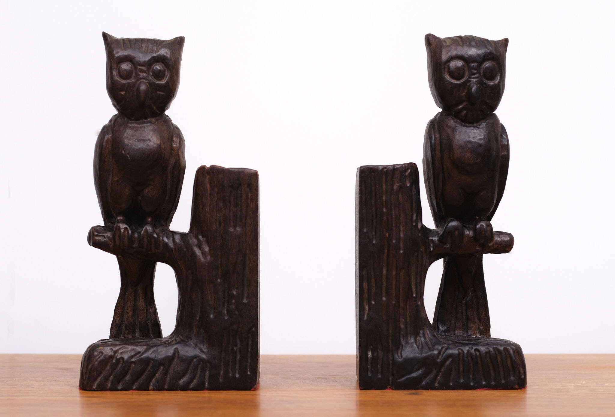 Vintage Owl Bookends Wood Spain, 1960s