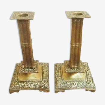 Pair of brass candle holders , vintage