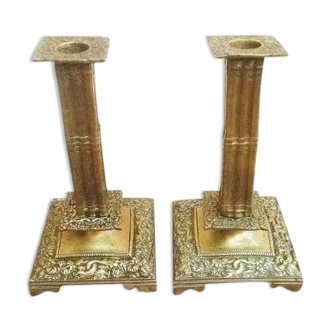 Pair of brass candlesticks, vintage