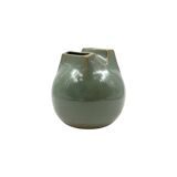 Mid-century Modern green spherical gres vase, Franco Bucci Italy ca. 1970
