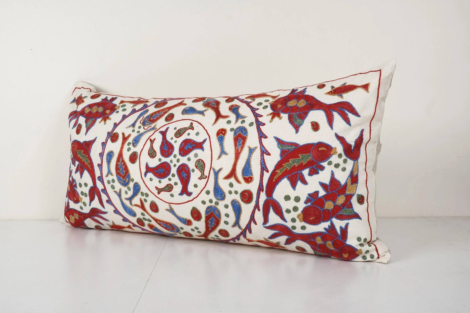 Vintage embroidered cushion cover 46x89 cm