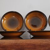 6 vintage hollow plates Longchamp slurry brown caramel