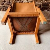 Safari armchair in wood and leather -1950's