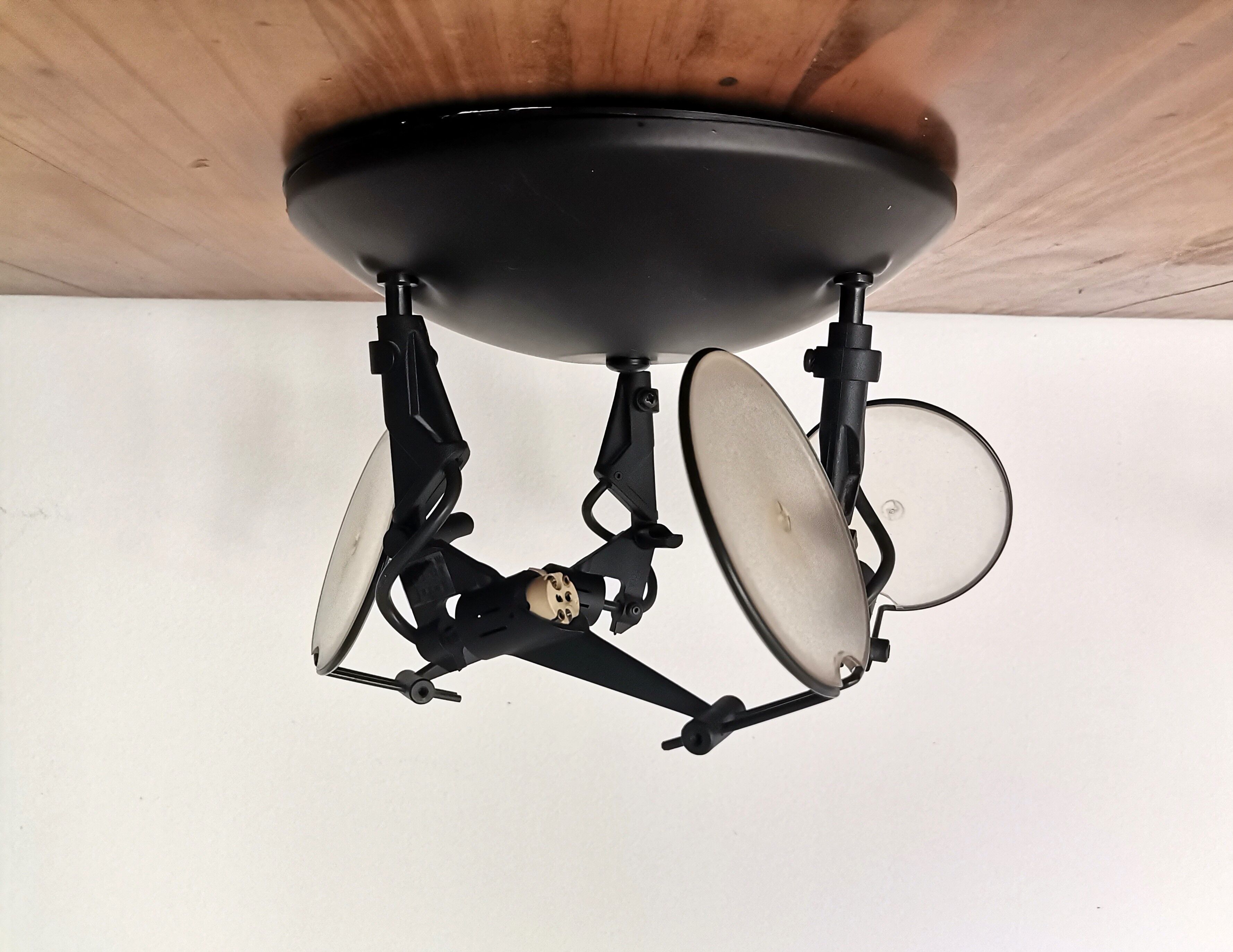 Industrial style Black 3 spot floodlight flush mount ceiling lamp