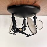 Industrial style Black 3 spot floodlight flush mount ceiling lamp