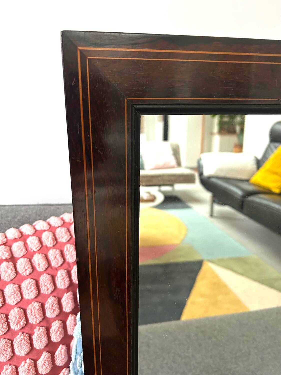 Art Deco rosewood and brass mirror