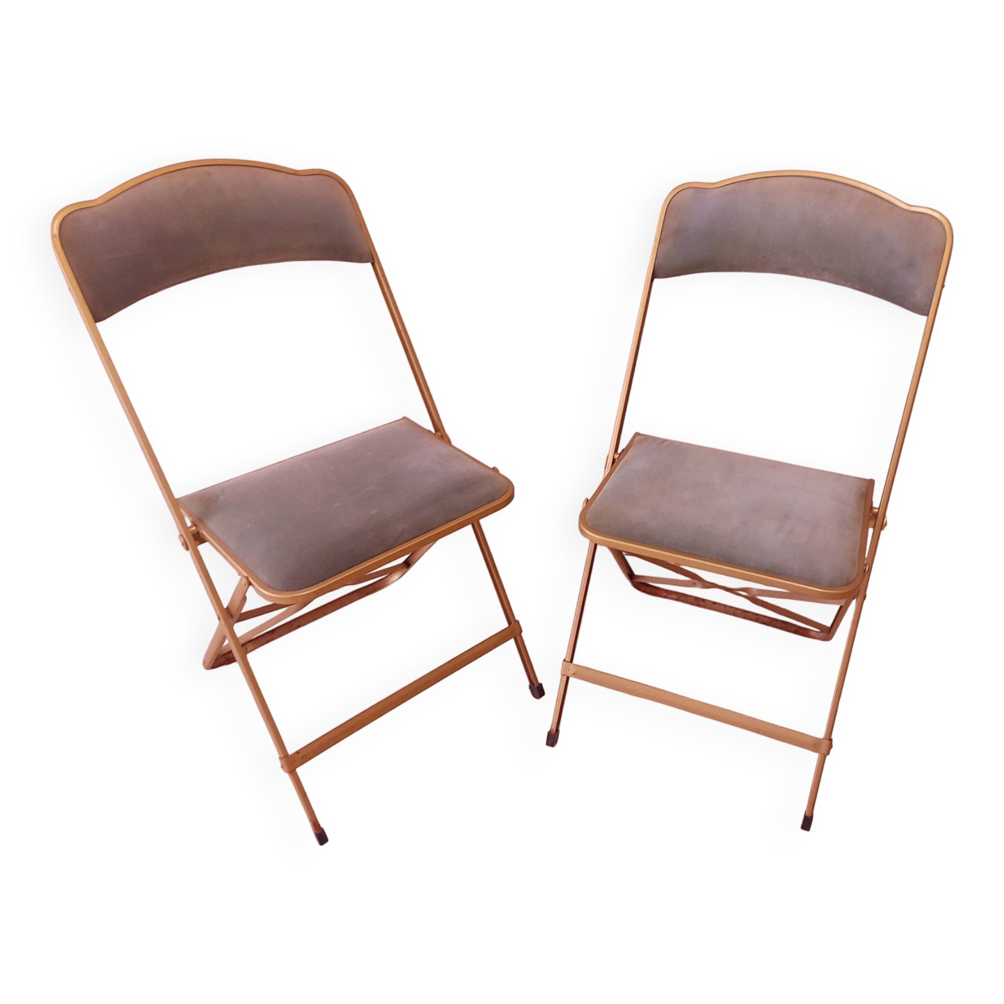 Two folding opera chairs in velvet