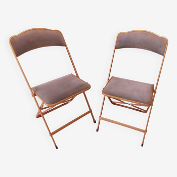 Two velvet opera folding chairs