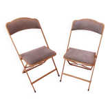 Two folding opera chairs in velvet