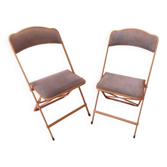 Two velvet opera folding chairs