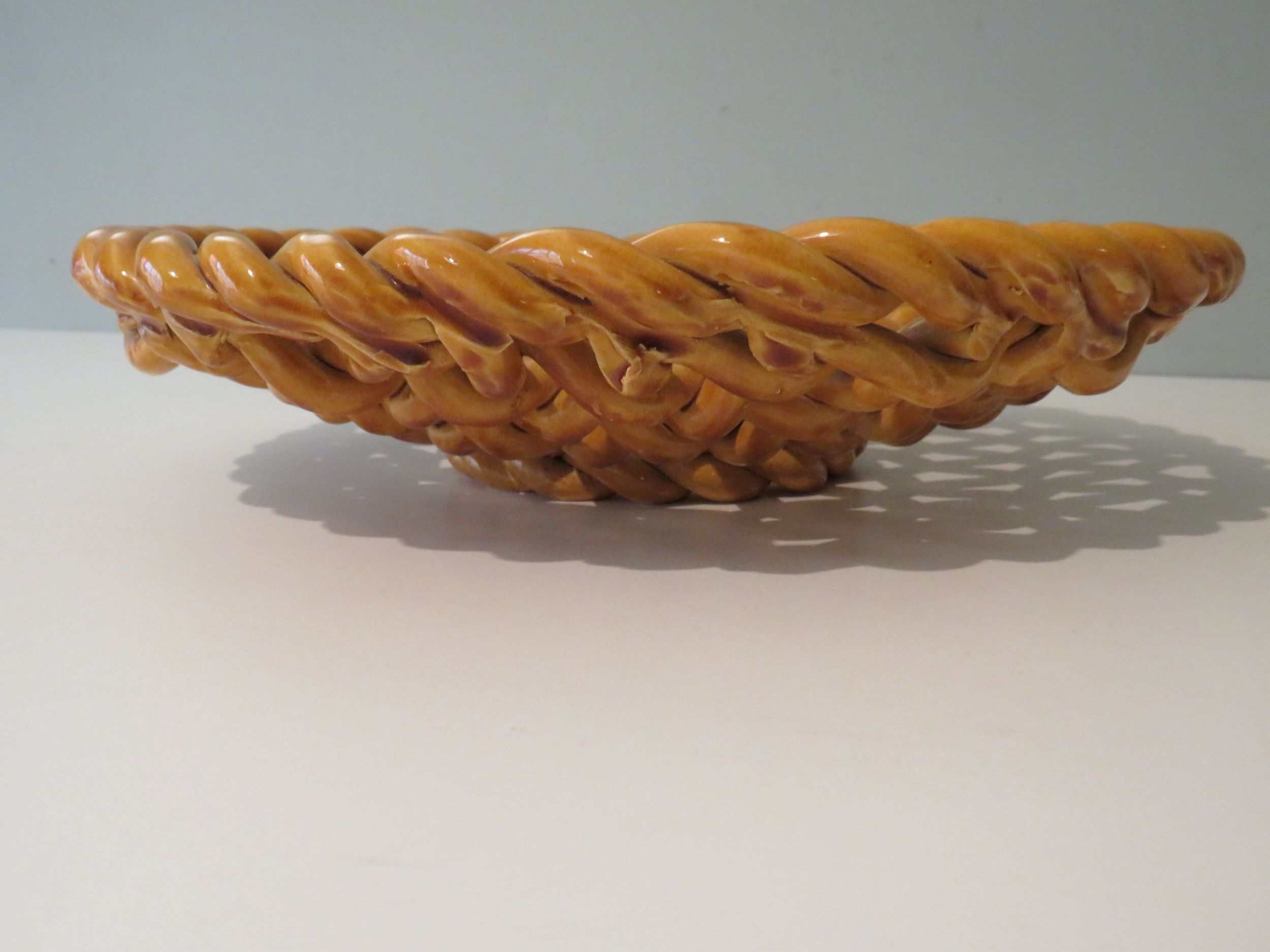 Woven ceramic fruit cup, early twentieth century