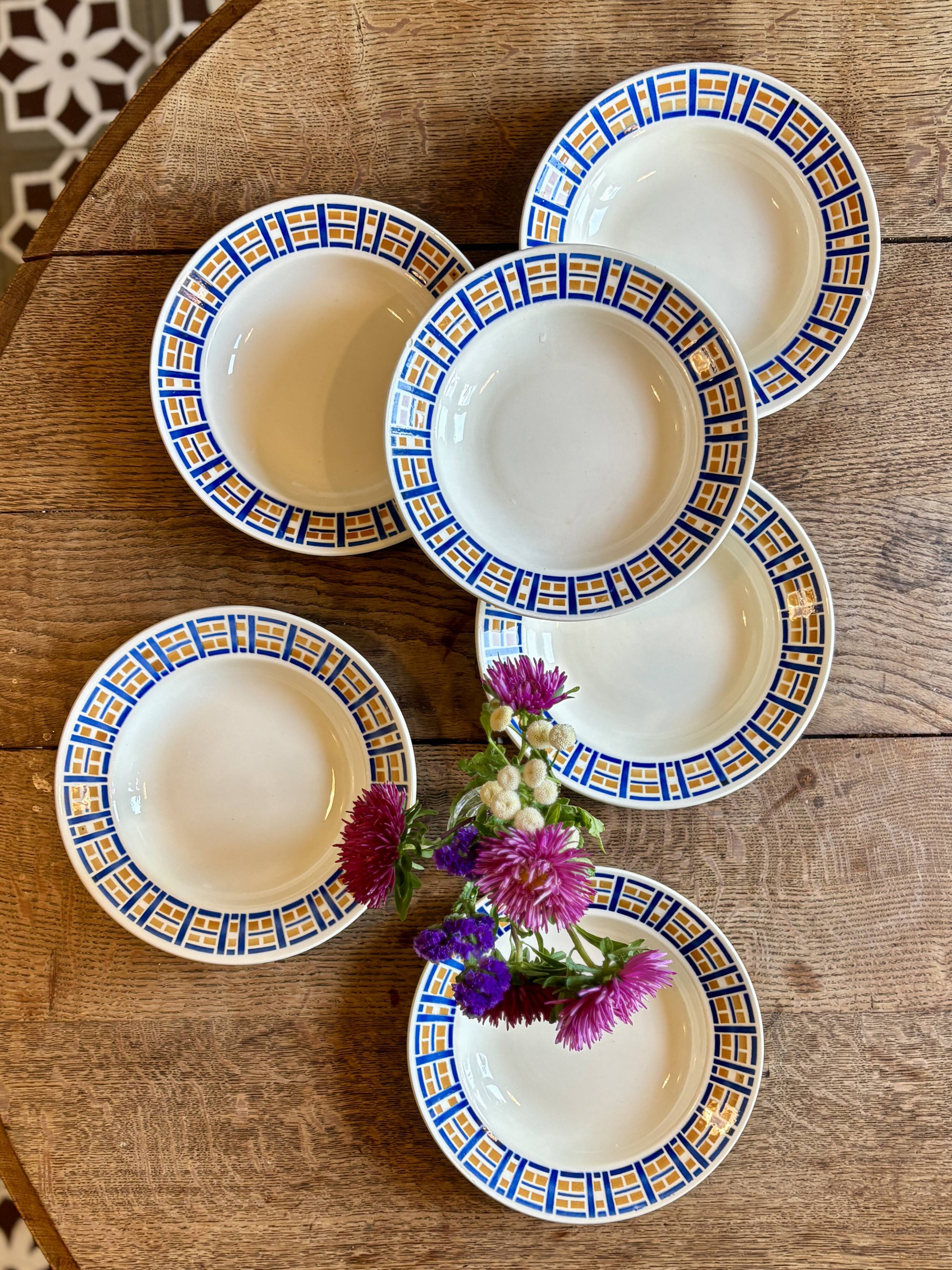Set of 6 antique deep plates - Robinson de Badonvillier