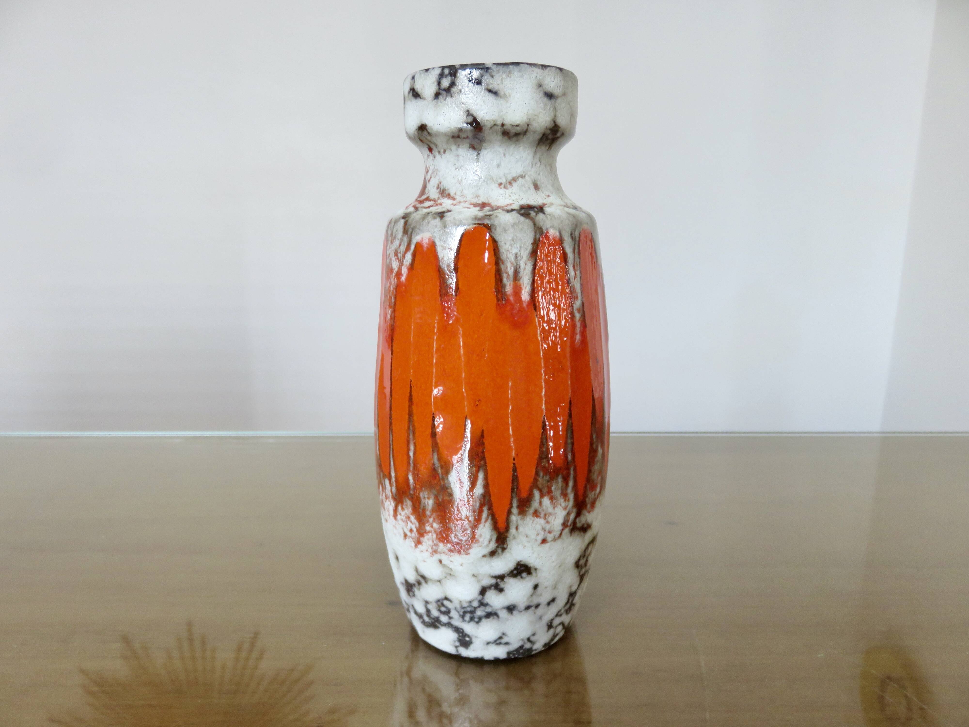 Orange "fat lava" ceramic vase, West Germany, 1970
