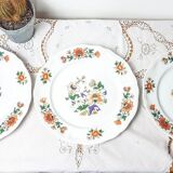 Set of 3 vintage earthenware flat plates "Moulins des Loups" Orchies model from the 1960s